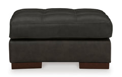 34-Inch Thunder Leather-Top Ottoman with Faux Leather Sides, front view - 2