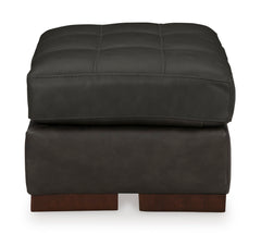 34-Inch Thunder Leather-Top Ottoman with Faux Leather Sides, side view - 3