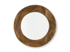 36-Inch Brown Wood Wave-Frame Wall Mirror, straight-on view - 2