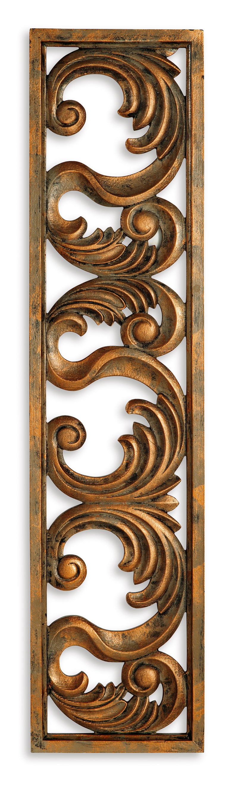42-Inch Antiqued Gold Scrollwork Wood Wall Decor