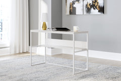 47-Inch White Oak-Look Writing Desk with Rear Shelf, room setting; additional furniture and accessories not included - 2