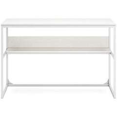 47-Inch White Oak-Look Writing Desk with Rear Shelf, front view - 4