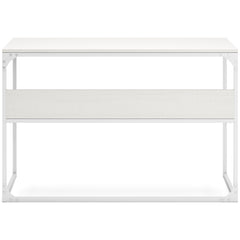 47-Inch White Oak-Look Writing Desk with Rear Shelf, back view - 5