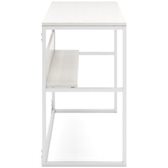 47-Inch White Oak-Look Writing Desk with Rear Shelf, side view - 6