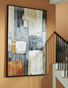 48 × 72 Neutral Abstract Hand-Painted Framed Canvas Wall Art, wall setting - 2