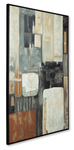 48 × 72 Neutral Abstract Hand-Painted Framed Canvas Wall Art, angle view - 3
