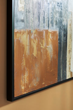 48 × 72 Neutral Abstract Hand-Painted Framed Canvas Wall Art, paint and frame detail - 5