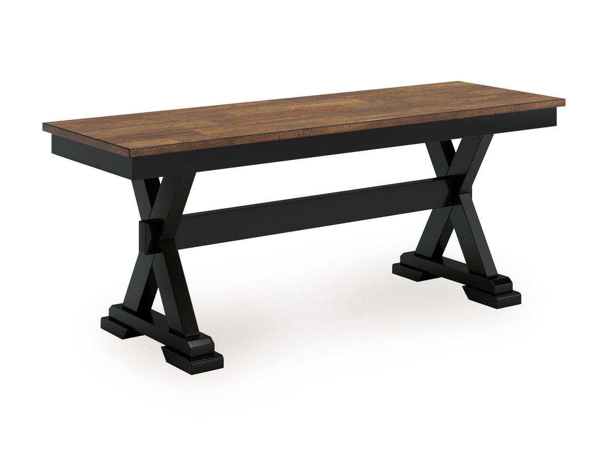 Brown/Black / 1 Bench, angle view; one bench included; additional furniture and accessories excluded