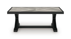 48-Inch Porcelain-Top Outdoor Coffee Table with Black X-Leg Base, front view - 2