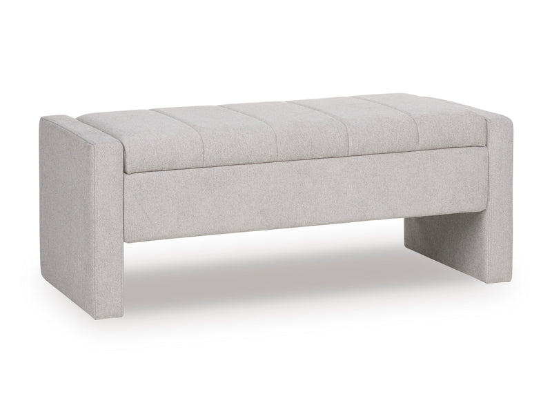 49.5-Inch Gray Channel-Tufted Upholstered Storage Bench