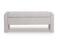 49.5-Inch Gray Channel-Tufted Upholstered Storage Bench, front view - 3