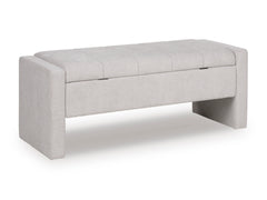 49.5-Inch Gray Channel-Tufted Upholstered Storage Bench, back view - 4