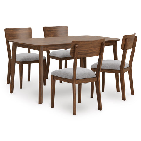 5-Piece Dining Set with Curved-Back Chairs in Brown or Merlot
