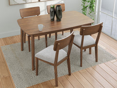 Brown / 5-Piece Dining Set: Table + 4 Chairs, product view 3; includes 1 table, 4 chairs; decorative accessories and other furniture excluded - 3