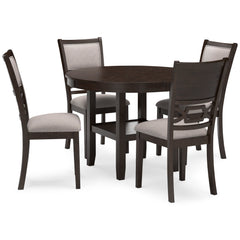 Brown / 5-Piece Dining Set: Table + 4 Chairs, product view 1; includes 1 table, 4 chairs; decorative accessories and other furniture excluded - 1