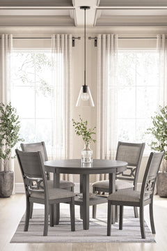 Gray / 5-Piece Dining Set: Table + 4 Chairs, product view 4; includes 1 table, 4 chairs; decorative accessories and other furniture excluded - 15
