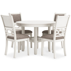 Antique White / 5-Piece Dining Set: Table + 4 Chairs, product view 1; includes 1 table, 4 chairs; decorative accessories and other furniture excluded - 6