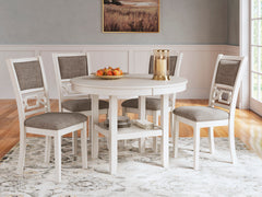 Antique White / 5-Piece Dining Set: Table + 4 Chairs, product view 4; includes 1 table, 4 chairs; decorative accessories and other furniture excluded - 9