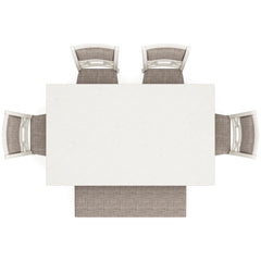 Antique White / 6-Piece Dining Set: Table + 4 Chairs + Bench, product view 5; includes 1 table, 4 chairs, 1 bench; decorative accessories and other furniture excluded - 10