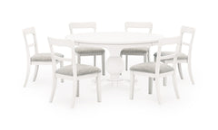 Antiqued White / Antiqued White Chairs / Table + 6 Low Ladderback Upholstered Chairs, product view 3; includes table + 6 low ladderback upholstered chairs; cabinets and accessories excluded - 26