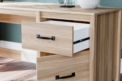 60-Inch Oak-Look Desk with Chevron Top and Cabinet, construction detail - 8
