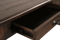 60-Inch Rustic Brown Writing Desk with Two Drawers, drawer construction detail - 6