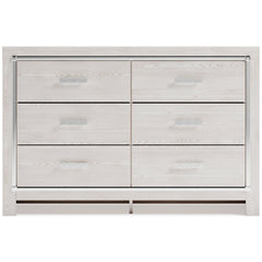 61-Inch Pearl-White Six-Drawer Dresser with Chrome-Tone Accents, front view - 2