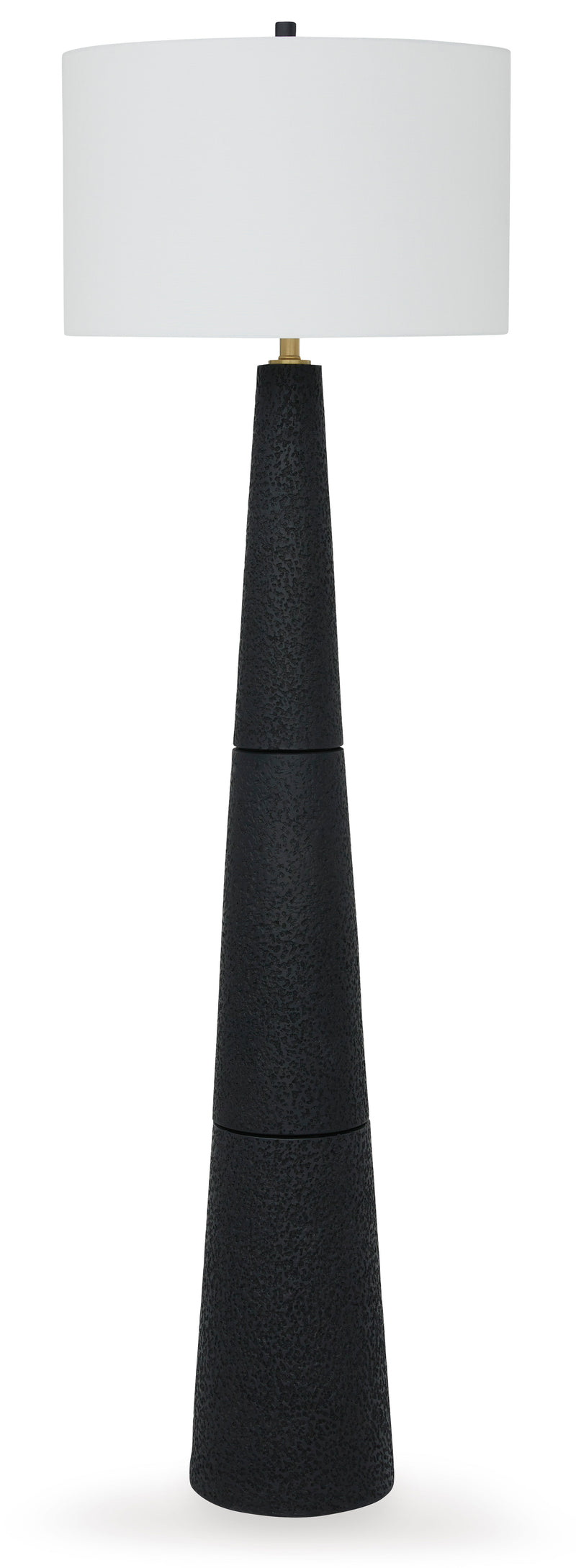 68-Inch Textured Black Floor Lamp with Drum Shade