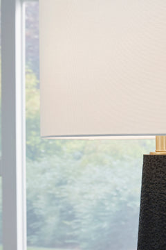 68-Inch Textured Black Floor Lamp with Drum Shade, fabric shade detail - 5