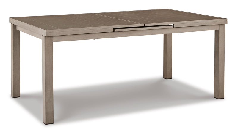 71–94-Inch Wood-Look Aluminum Outdoor Extension Dining Table