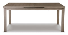 71–94-Inch Wood-Look Aluminum Outdoor Extension Dining Table, end view - 2