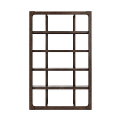 76-Inch Dark Brown Oak-Veneer Four-Shelf Bookcase, front view - 3