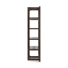 76-Inch Dark Brown Oak-Veneer Four-Shelf Bookcase, side view - 5