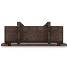 76-Inch Dark Brown Oak-Veneer Four-Shelf Bookcase, top view - 6