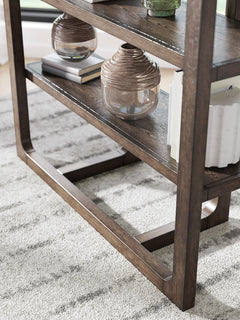 76-Inch Dark Brown Oak-Veneer Four-Shelf Bookcase, construction detail - 7