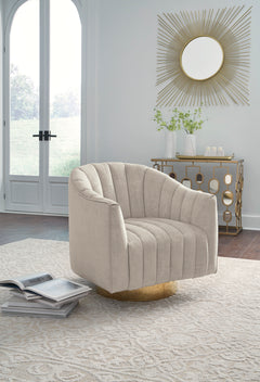 Pearl Velvet Swivel Barrel Accent Chair - Pearl - styled setting; one item included - 2