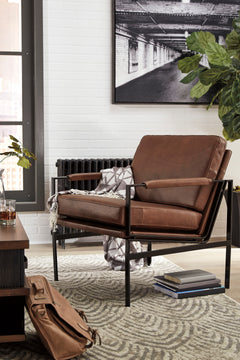 Brown Leather Match Accent Chair, view 2; styled room; chair only - 2