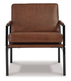 Brown Leather Match Accent Chair, view 3; front view - 3