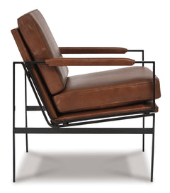 Brown Leather Match Accent Chair, view 4; side view - 4