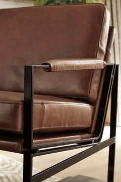 Brown Leather Match Accent Chair, view 6; upholstery and arm detail - 6