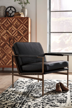 Black Leather Match Accent Chair, view 2; styled room; chair only - 8