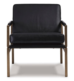 Black Leather Match Accent Chair, view 3; front view - 9