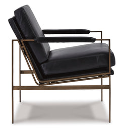 Black Leather Match Accent Chair, view 4; side view - 10