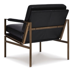 Black Leather Match Accent Chair, view 5; back view - 11