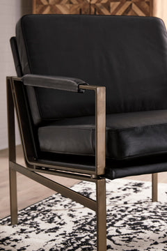 Black Leather Match Accent Chair, view 6; upholstery and arm detail - 12