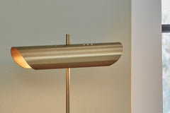 Goldtone and White Marble Desk Lamp with Metal Shade - metal shade detail - 4