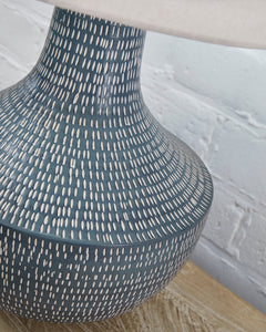 Antiqued Gray and White Aluminum Table Lamp - base detail - 3