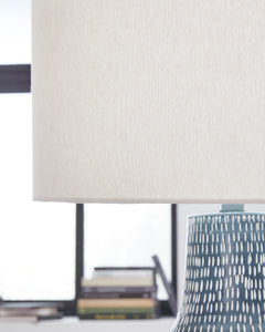 Antiqued Gray and White Aluminum Table Lamp - shade detail - 5