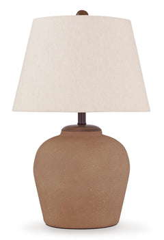 Textured Rust Metal Table Lamp with Empire Shade - complete lamp and shade - 1