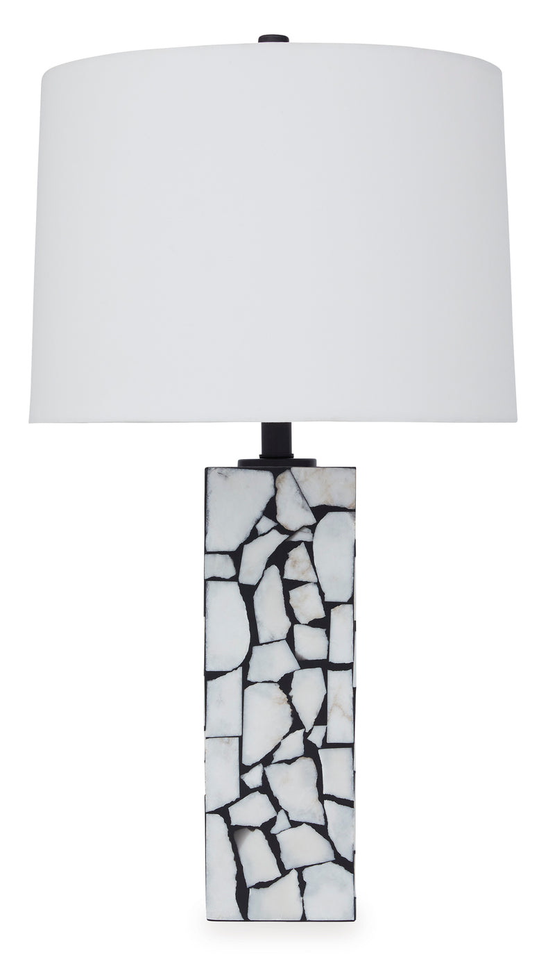 White and Black Marble Mosaic Table Lamp
